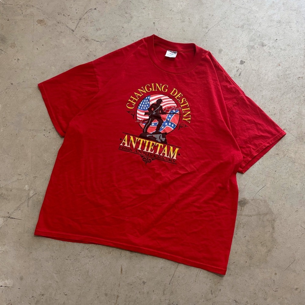 Vintage Jerzees Antietam 140th Anniversary T-Shirt Red Mens 2XL Changing Destiny